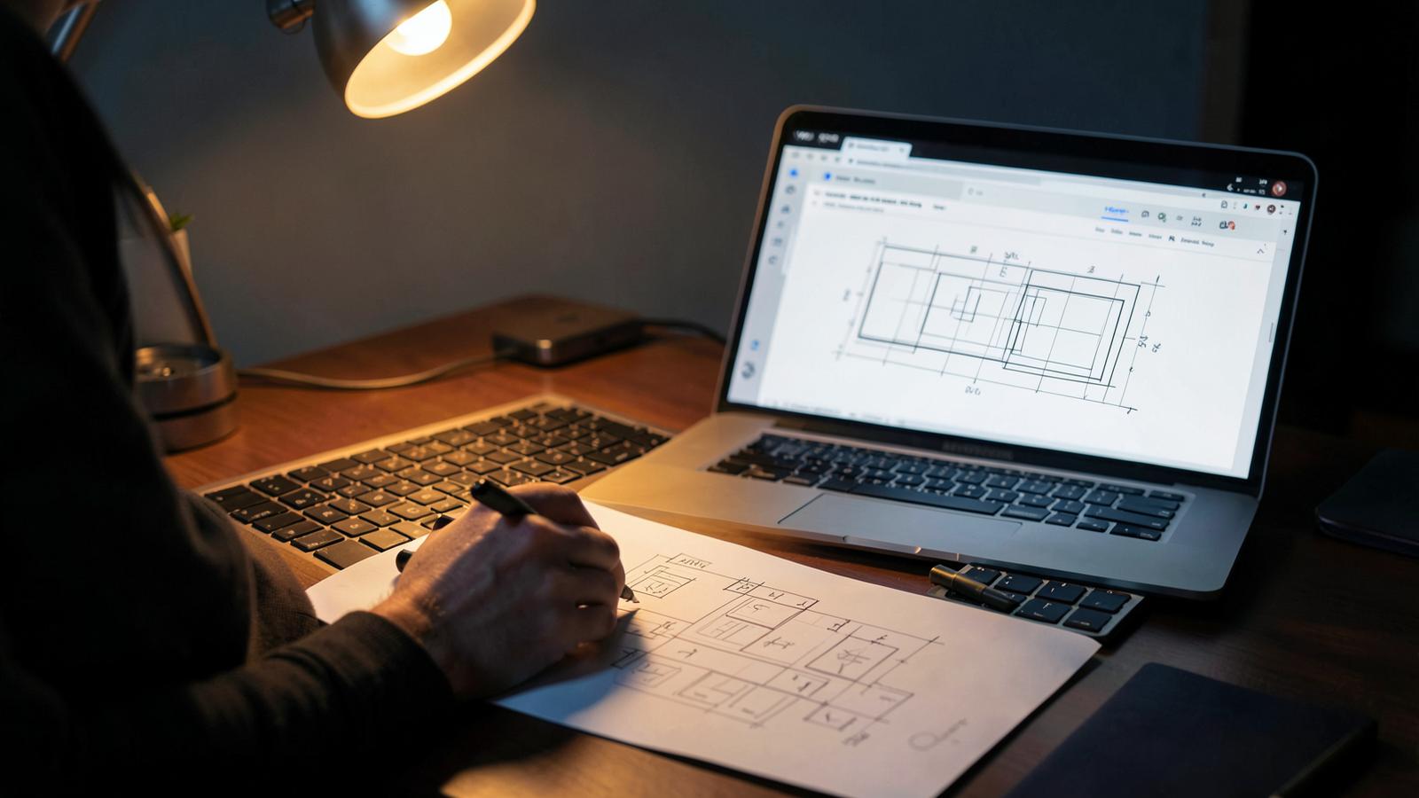 Page layout being sketched by hand before a small business website is built